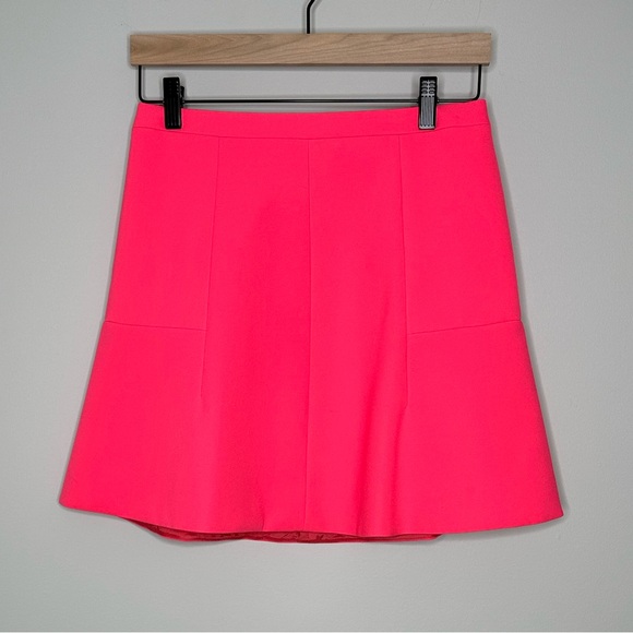 J Crew Flare A-Line Neon Pink Mini Skirt Size 0 - Picture 2 of 12